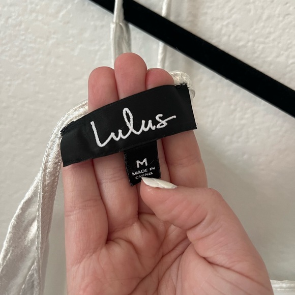 Elegant Lulus White Satin Slip Dress With Deep Back - Picture 6 of 9